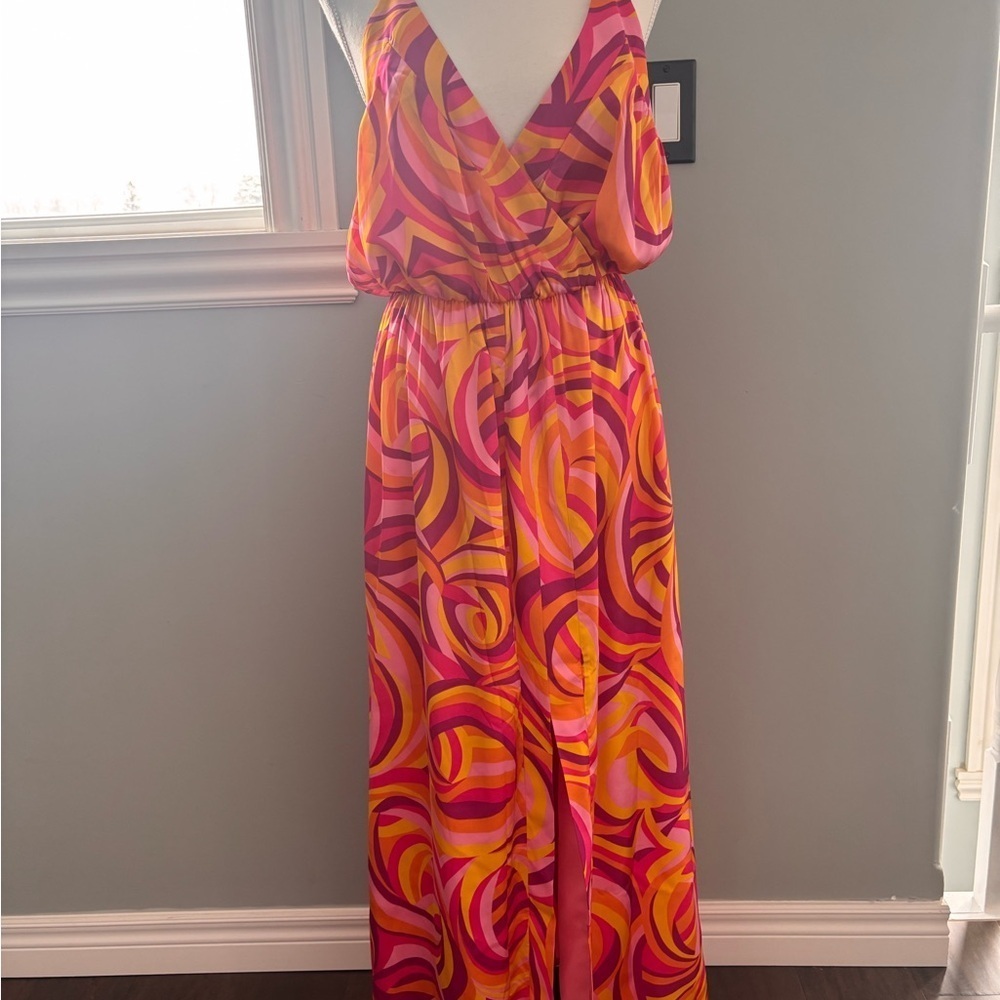 House of Harlow Vibrant Pink and Orange Maxi Dress